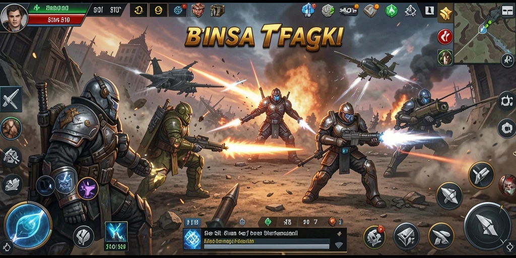 Tampilan gameplay mendebarkan dalam pertempuran strategi.