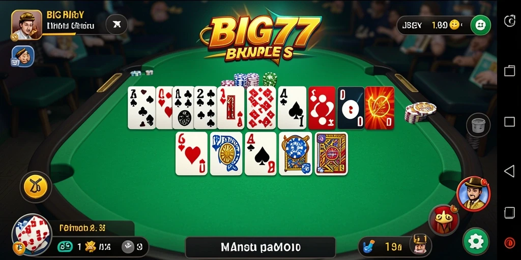 Tampilan gameplay seru dari BIG77 yang menampilkan berbagai aksi permainan Domino.