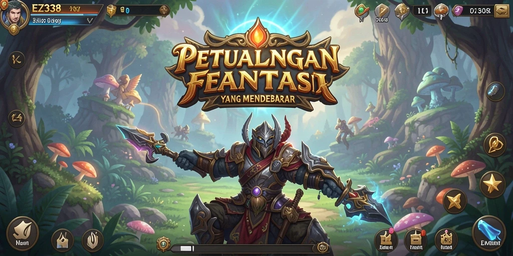 Tampilan gameplay menakjubkan dari EZ338 yang penuh aksi RPG.