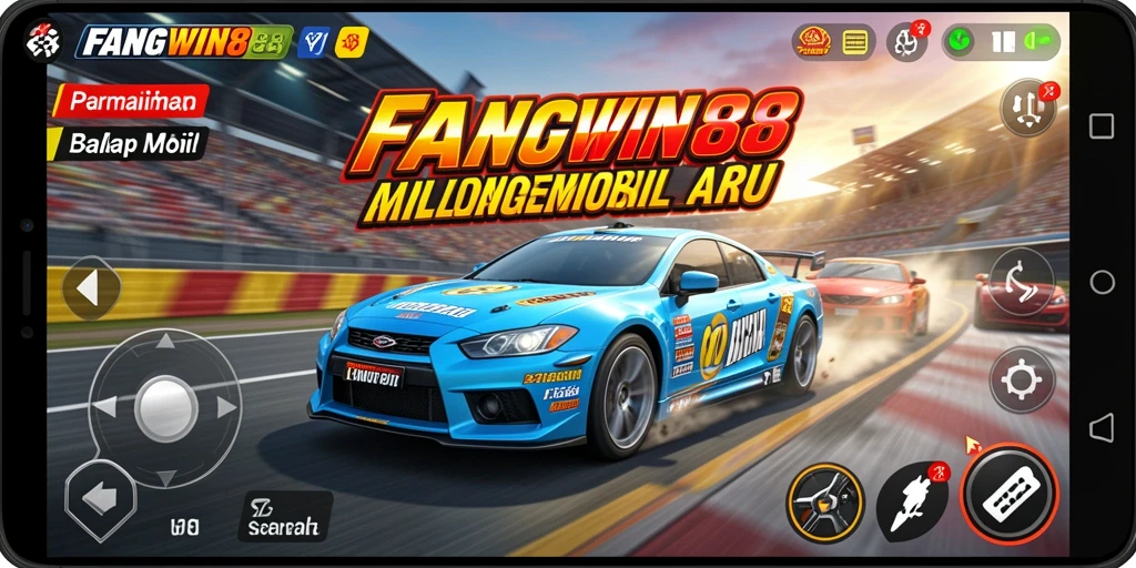 Tampilan gameplay seru FANGWIN88 dengan aksi balapan yang mendebarkan.
