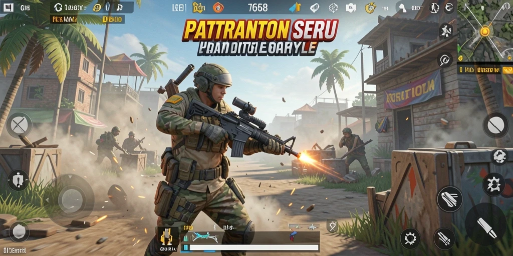 Screenshot gameplay G668 menampilkan aksi pertempuran Battle Royale yang mendebarkan.