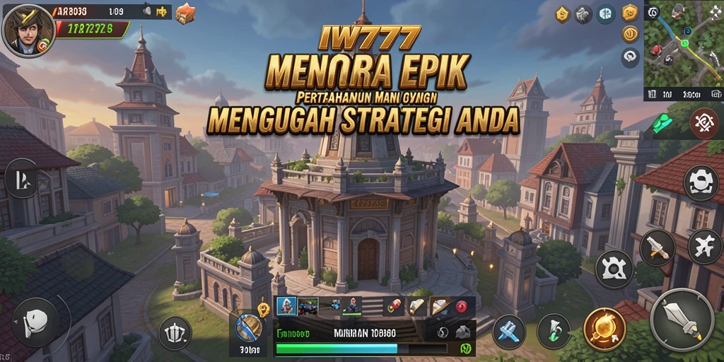 Tampilan gameplay IW777 yang menampilkan pertahanan menara yang strategis.