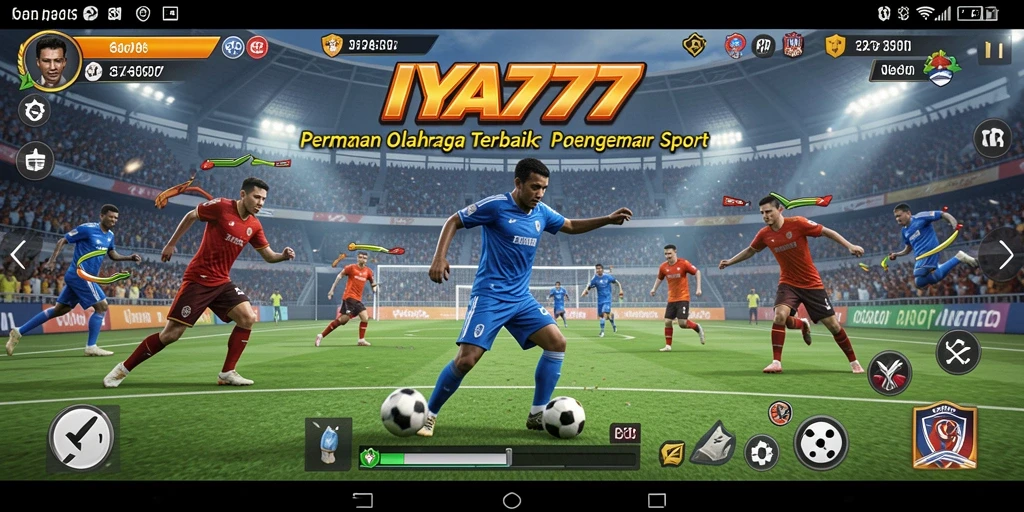 Screenshot gameplay IYA777 menunjukkan aksi seru di lapangan olahraga.