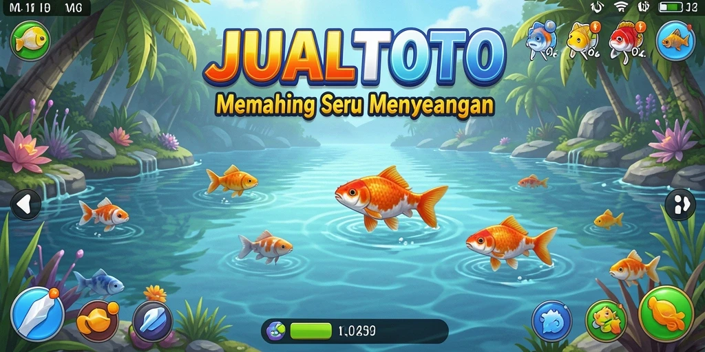 Screenshot gameplay JUALTOTO dengan aksi memancing yang mendebarkan.