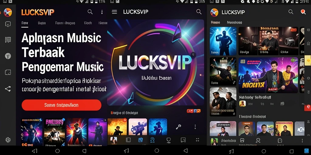Tampilan gameplay <strong>LUCKSVIP</strong> yang menampilkan berbagai lagu dan playlist pengguna.