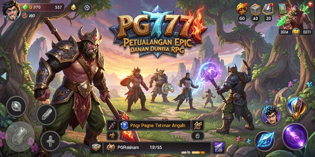 Screenshot PG777 menunjukkan aksi pertempuran seru dalam dunia RPG.