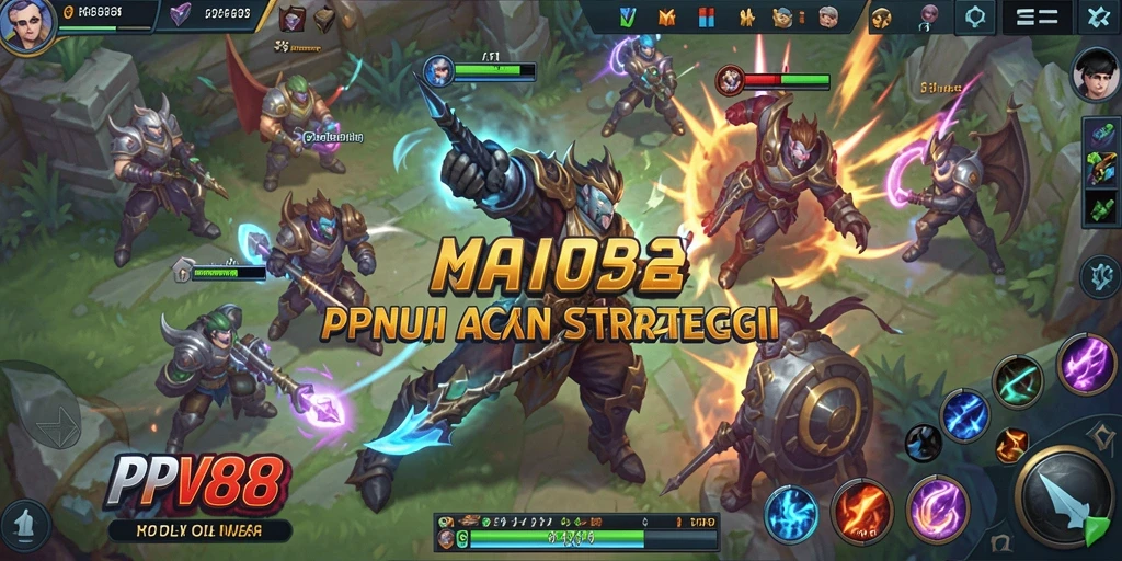 Tampilan layar gameplay PPV88 yang menampilkan aksi seru di arena MOBA.