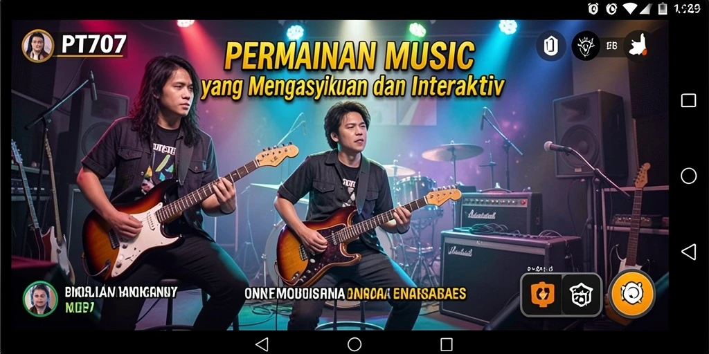 Tampilan gameplay PT707 dengan antarmuka musik yang interaktif.
