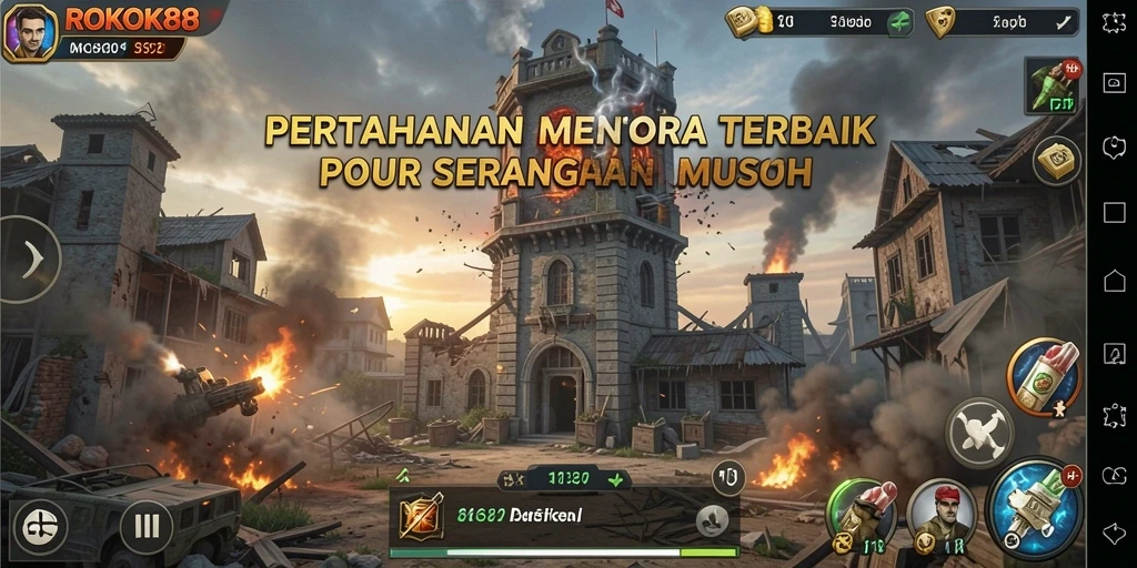 Tampilan gameplay ROKOK88 dalam aksi Tower Defense yang seru.