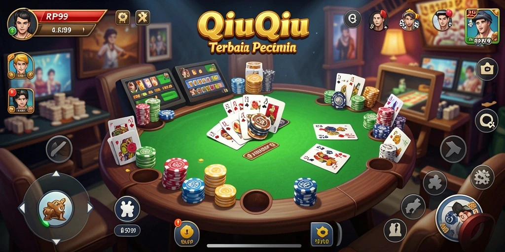 Tampilan permainan QiuQiu yang menegangkan dan seru.