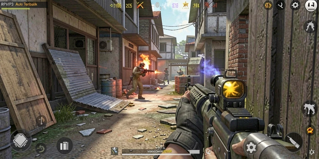 Tampilan menarik dari gameplay RPVIP3 dengan aksi menembak yang intens.