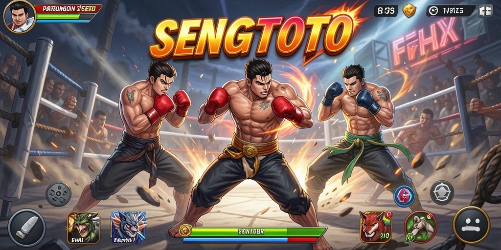 Screenshot gameplay SENGTOTO yang menampilkan aksi pertarungan seru.