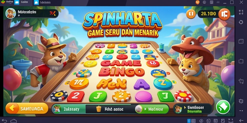 Tampilan gameplay SPINHARTA dengan suasana Bingo yang seru.