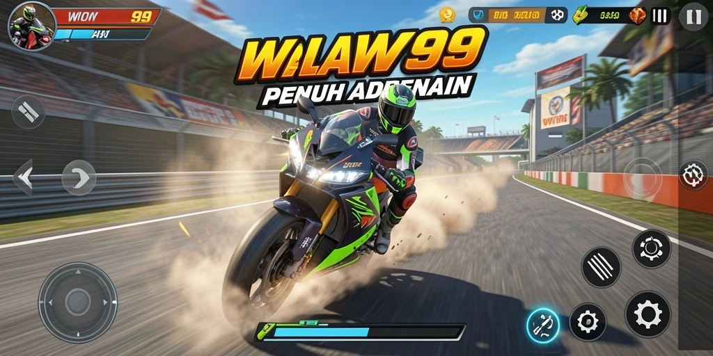 Screenshot dari gameplay seru game balapan motor WOW99.
