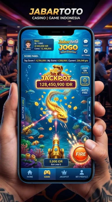 Tampilan utama aplikasi jabartoto dengan berbagai kategori tersedia.
